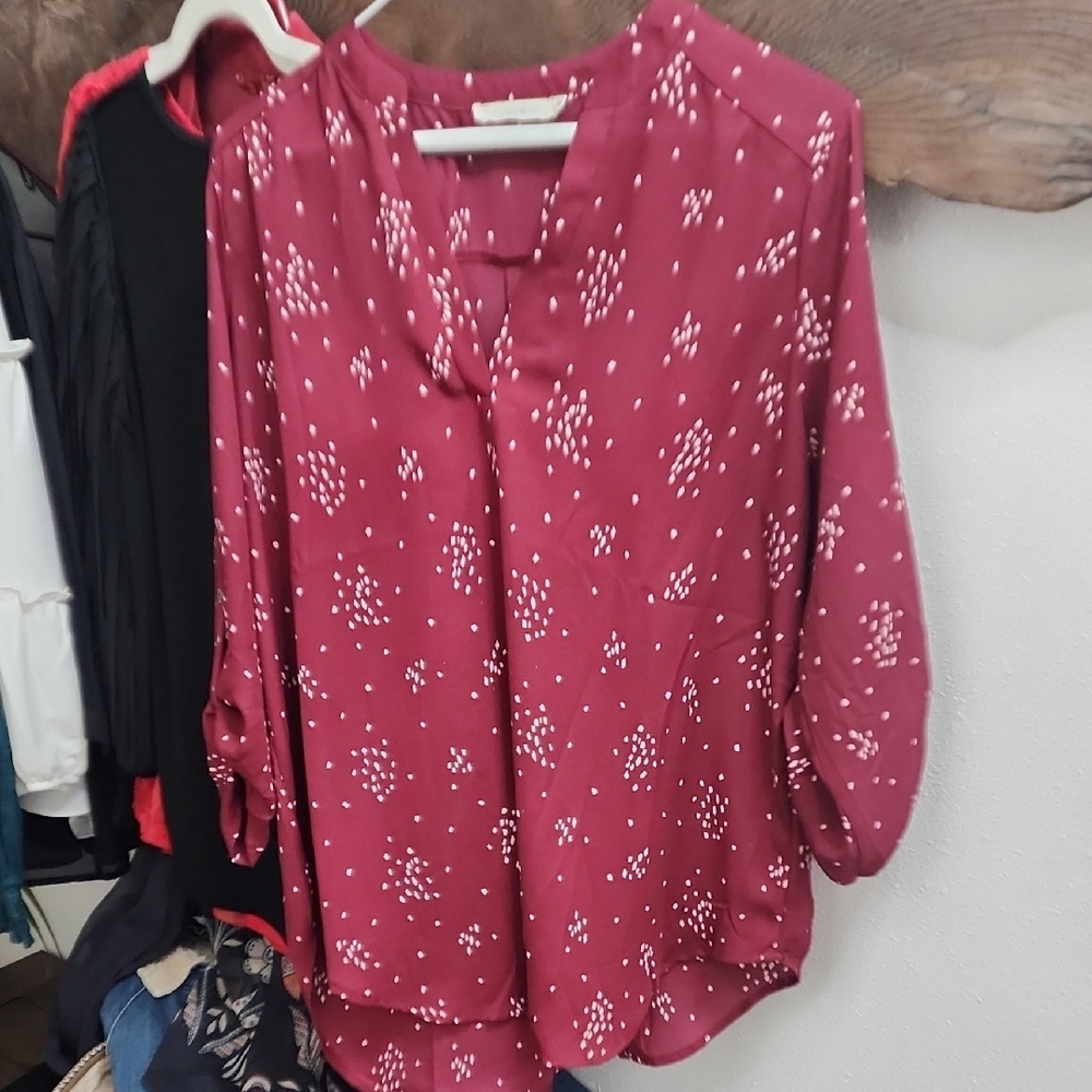 Lush Maroon and White Patterned Top